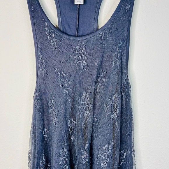 Active Basic Women's Gray Lace Racerback Tank Top Small Flowy Boho Chic - Picture 4 of 15